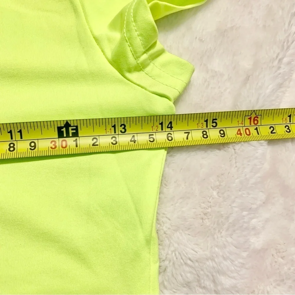 NEW 2-Pce Set Small Neon Yellow Bike Shorts & Short-Sleeve Top Back Zip Stretch